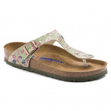 Birkenstock Gizeh Meadow Flowers Khaki Birko Flor Soft Footbed