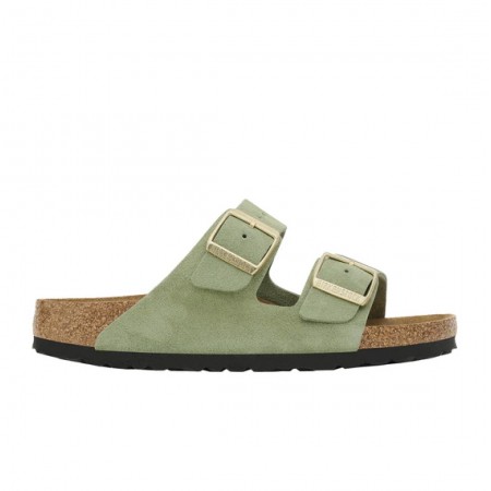 Birkenstock Arizona Suede Leather Green Tea Soft Footbed