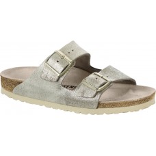 Birkenstock Arizona Leather Washed Metallic Cream Gold