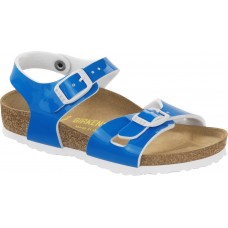 Birkenstock Kids Rio Patent Neon Blue